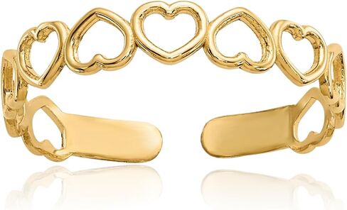 IceCarats 14K Solid Yellow Gold Heart Love Adjustable Toe Ring Open Midi Band Summer Beach Jewelry in Saudi Arabia