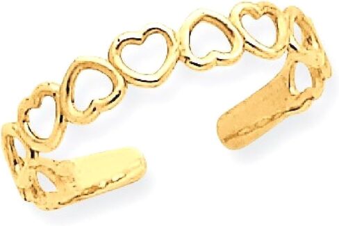 IceCarats 14K Solid Yellow Gold Heart Love Adjustable Toe Ring Open Midi Band Summer Beach Jewelry in Saudi Arabia