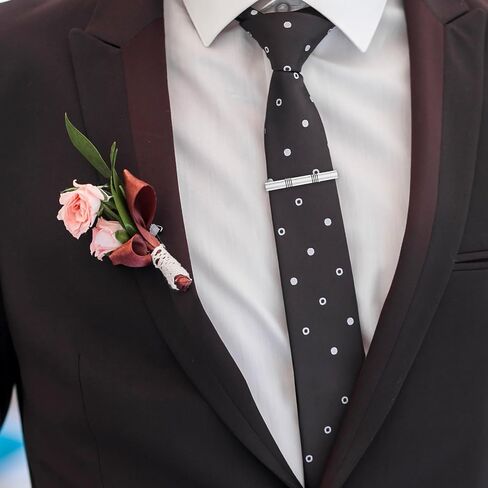 4 PCS Tie Dins for Men Simple Tie Bar Black and Silve Tie Clip Dins for Daily Cloy و Clof Clip Clip للارتداء اليومي والاحتفال بالزفاف والمناسبات التجارية والخيار الأول للهدايا in Saudi Arabia
