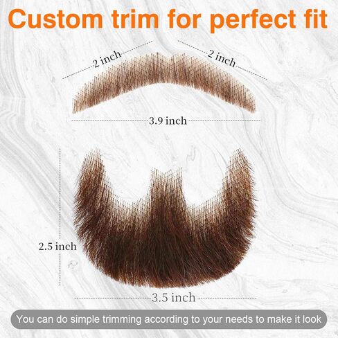 Fake Beard Realistic Mustache Full Hand Tied Fake Goatee Facial Hair with Invisible Lace,Fake Beards for Cosplay, Halloween Costumes, Theatrical and Movie Makeup. (2-Brown) in Kuwait