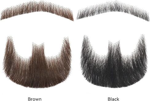 Fake Beard Realistic Mustache Full Hand Tied Fake Goatee Facial Hair with Invisible Lace,Fake Beards for Cosplay, Halloween Costumes, Theatrical and Movie Makeup. (2-Brown) in Kuwait