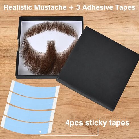 Fake Beard Realistic Mustache Full Hand Tied Fake Goatee Facial Hair with Invisible Lace,Fake Beards for Cosplay, Halloween Costumes, Theatrical and Movie Makeup. (2-Brown) in Kuwait