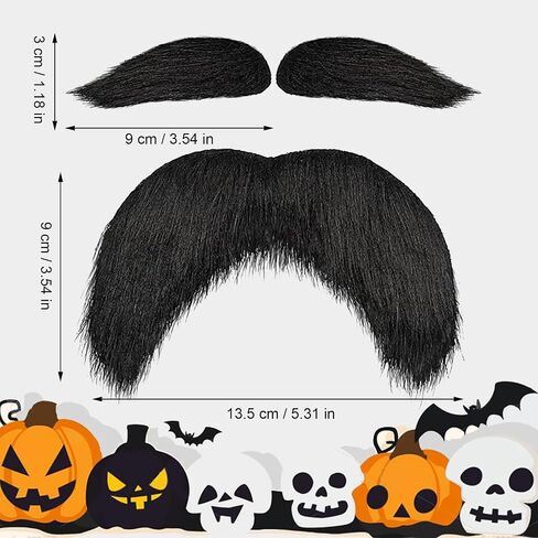 TANTAKO Stick On Fake Mustache and Eyebrows Set for Mens Halloween Party Cosplay Accessories in Saudi Arabia