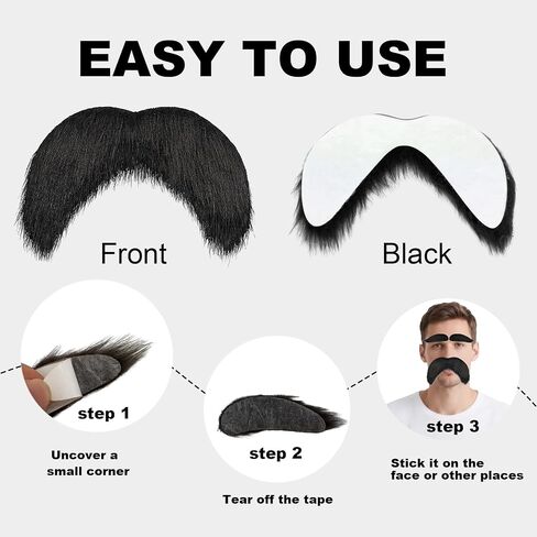 TANTAKO Stick On Fake Mustache and Eyebrows Set for Mens Halloween Party Cosplay Accessories in Saudi Arabia