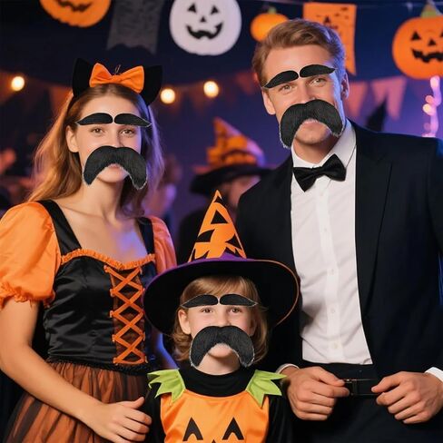 TANTAKO Stick On Fake Mustache and Eyebrows Set for Mens Halloween Party Cosplay Accessories in Saudi Arabia