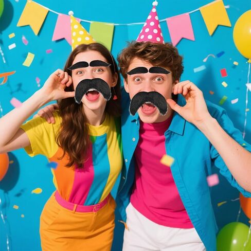 TANTAKO Stick On Fake Mustache and Eyebrows Set for Mens Halloween Party Cosplay Accessories in Saudi Arabia