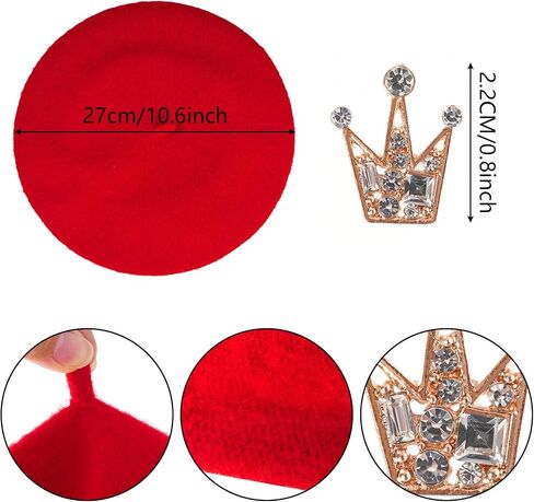 choyaxo 3pcs French Beret Hat Set Set Including Beret Hat Scarf Crown Pin Costume Accessories for Women French Themed Party in Saudi Arabia