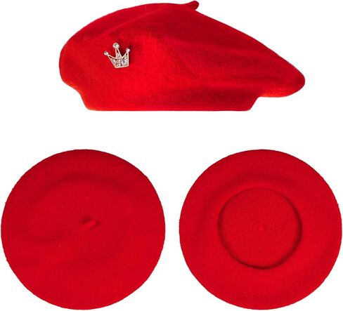 choyaxo 3pcs French Beret Hat Set Set Including Beret Hat Scarf Crown Pin Costume Accessories for Women French Themed Party in Saudi Arabia