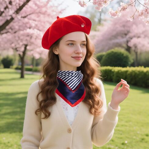 choyaxo 3pcs French Beret Hat Set Set Including Beret Hat Scarf Crown Pin Costume Accessories for Women French Themed Party in Saudi Arabia