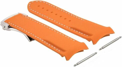 eWatchparts 20mm مطاطية الساعات حزام متوافق مع أوميغا Seamaster Planet Ocean Watch Clasp Orange مع خياطة بيضاء in Saudi Arabia