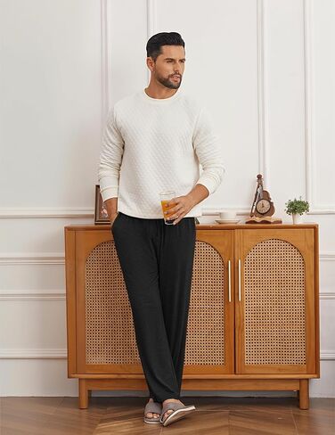 ekouaer mens pajama pants صالة سراويل مع جيوب سروال ناعم ناعم مناسبة pj مع الرباط s-xxl in Saudi Arabia