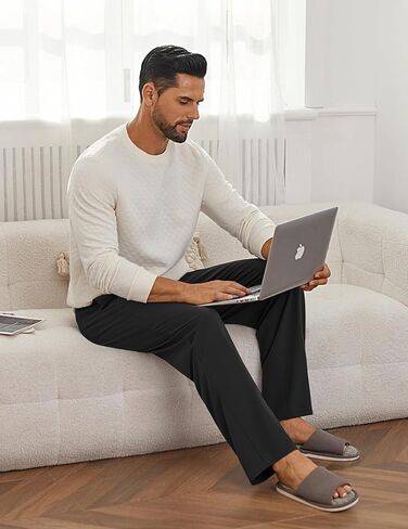 ekouaer mens pajama pants صالة سراويل مع جيوب سروال ناعم ناعم مناسبة pj مع الرباط s-xxl in Saudi Arabia
