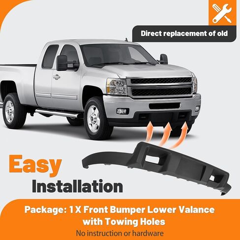 Kuafu Pront Pumper Lower Valance متوافق مع 2011-2014 Chevrolet Chevy Silverado 2500 HD 3500 HD بديل لعام 19370763 22755086 25883354 GM1092213 W/سحب الثقوب منتفخة الهواء البلاستيك (PP) in Saudi Arabia