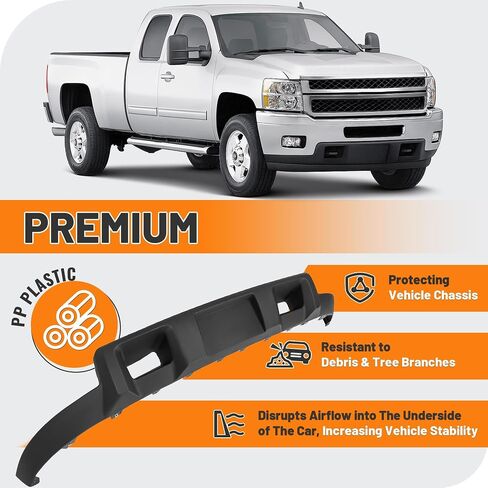 Kuafu Pront Pumper Lower Valance متوافق مع 2011-2014 Chevrolet Chevy Silverado 2500 HD 3500 HD بديل لعام 19370763 22755086 25883354 GM1092213 W/سحب الثقوب منتفخة الهواء البلاستيك (PP) in Saudi Arabia