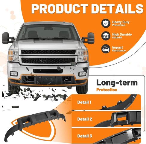 Kuafu Pront Pumper Lower Valance متوافق مع 2011-2014 Chevrolet Chevy Silverado 2500 HD 3500 HD بديل لعام 19370763 22755086 25883354 GM1092213 W/سحب الثقوب منتفخة الهواء البلاستيك (PP) in Saudi Arabia