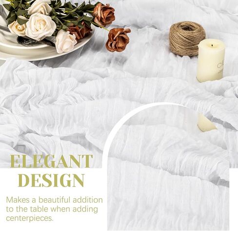 FUANGUI 6 Pack 35x120 Inches Sage Green Cheesecloth Table Runner 10Ft for Baby Shower Wedding Birthday Fall Decoration, Boho Gauze Fabric Rustic Sheer Romantic Cheese Cloth Table Runner in Kuwait