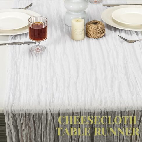 FUANGUI 6 Pack 35x120 Inches Sage Green Cheesecloth Table Runner 10Ft for Baby Shower Wedding Birthday Fall Decoration, Boho Gauze Fabric Rustic Sheer Romantic Cheese Cloth Table Runner in Kuwait