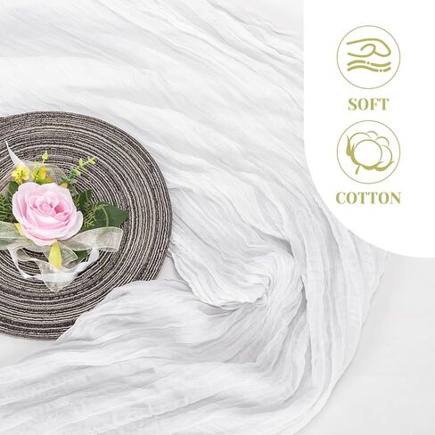 FUANGUI 6 Pack 35x120 Inches Sage Green Cheesecloth Table Runner 10Ft for Baby Shower Wedding Birthday Fall Decoration, Boho Gauze Fabric Rustic Sheer Romantic Cheese Cloth Table Runner in Kuwait