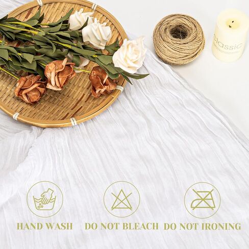 FUANGUI 6 Pack 35x120 Inches Sage Green Cheesecloth Table Runner 10Ft for Baby Shower Wedding Birthday Fall Decoration, Boho Gauze Fabric Rustic Sheer Romantic Cheese Cloth Table Runner in Kuwait