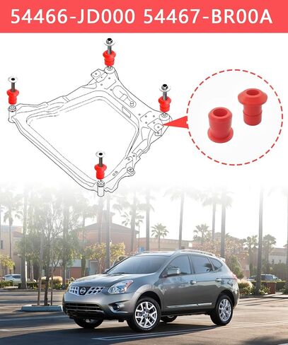 4Pcs 54466-JD000,54467-BR00A Front & Rear Engine Cradle Bushing Kit Compatible With Nissan Rogue 2008-2020 (Polyurethane Material) in Saudi Arabia