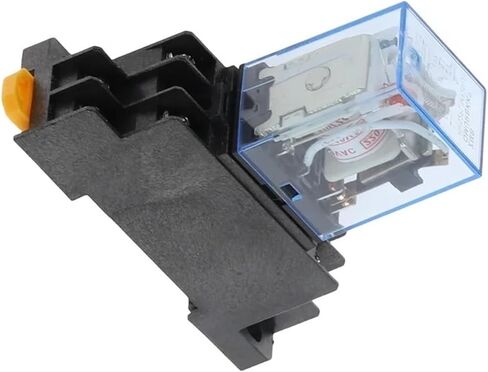 My2NJ Power Relay ، DPDT 8-Pin ، مساكن واضحة أسود ، AC/DC 110V 5A ، DIN Rail Mount ، 7.5x2.2x6.4cm ، مع ضوء المؤشر (AC 24V) in Saudi Arabia
