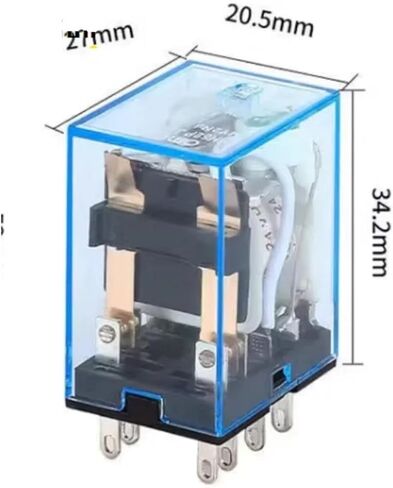 My2NJ Power Relay ، DPDT 8-Pin ، مساكن واضحة أسود ، AC/DC 110V 5A ، DIN Rail Mount ، 7.5x2.2x6.4cm ، مع ضوء المؤشر (AC 24V) in Saudi Arabia