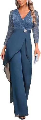 2 Pieces Mother of The Bride Pant Suits 2025 3/4 Sleeve Chiffon Wedding Guest Formal Outfits in Saudi Arabia