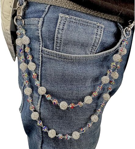 Sparkly Ceramic Beads Waist Chain Bohemian Shiny Bead Keychain Purse Jean Pants Chains for Men Women Accessories in Kuwait