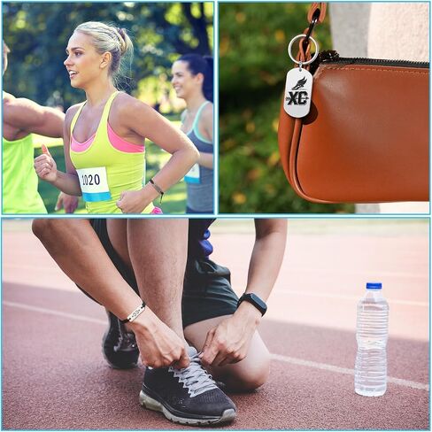 18 Sets Cross Country Themed Gift for Runner Stainless Steel Xc Keychain, Adjustable Running Bracelets Charm with Cards and Organza Bags for Men Women Runner Track and Field Marathon Team in Saudi Arabia