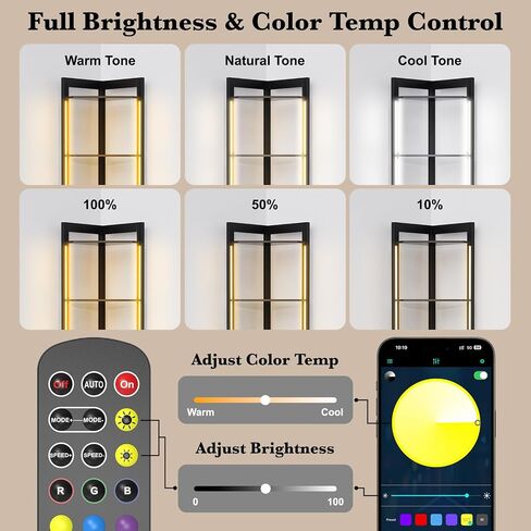 رف زاوية 5 مستويات مع ضوء RGB LED ، خزانة شاشة طويلة 65 بوصة مع التخزين ، والتحكم عن بُعد وتطبيق ، وسطوع قابلة للتعديل/درجة حرارة اللون ، ومصباح أرضي مع أرفف لغرفة غرفة المعيشة (أسود) in Kuwait