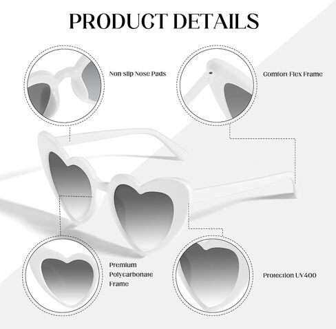Morcheiong 8/16 PCS HEART على شكل قلب نظارة شمسية الجزء الأكبر من نظارات القلب العزوبية لحفلات الحفلات للنساء الزفاف الزفاف in Kuwait