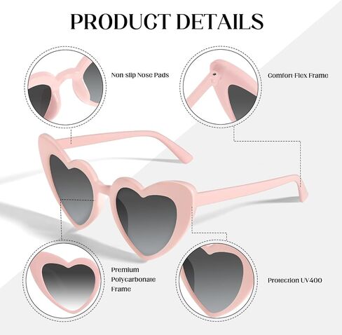Morcheiong 8/16 PCS HEART على شكل قلب نظارة شمسية الجزء الأكبر من نظارات القلب العزوبية لحفلات الحفلات للنساء الزفاف الزفاف in Kuwait