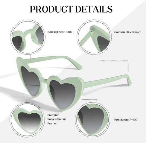 Morcheiong 8/16 PCS HEART على شكل قلب نظارة شمسية الجزء الأكبر من نظارات القلب العزوبية لحفلات الحفلات للنساء الزفاف الزفاف in Kuwait