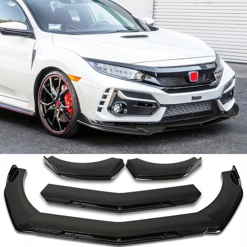 Universal Car 4 PCS Kit Front Bumper Lip Spoiler Splitter Front Bumper Lip Splitter Body Kit Compatible with Honda Civic Accord Toyota Corolla Hyundai Cadillac CTS Nissan Altima Ford Mazda in Kuwait