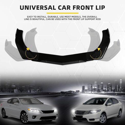 Universal Car 4 PCS Kit Front Bumper Lip Spoiler Splitter Front Bumper Lip Splitter Body Kit Compatible with Honda Civic Accord Toyota Corolla Hyundai Cadillac CTS Nissan Altima Ford Mazda in Kuwait