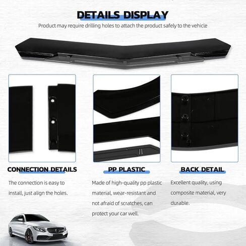 Universal Car 4 PCS Kit Front Bumper Lip Spoiler Splitter Front Bumper Lip Splitter Body Kit Compatible with Honda Civic Accord Toyota Corolla Hyundai Cadillac CTS Nissan Altima Ford Mazda in Kuwait