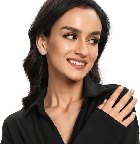 MDFUN Titanium Stud أقراط مجموعة Zirconia hypoallergenic cubic zirconia جولة الجراحية الفولاذ المقاوم للصدأ 4 مجوهر in Kuwait
