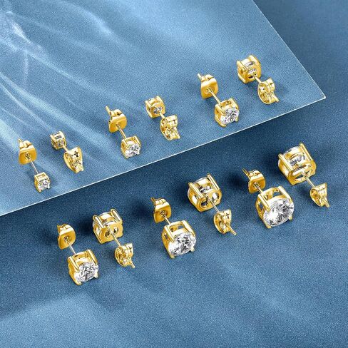 MDFUN Titanium Stud أقراط مجموعة Zirconia hypoallergenic cubic zirconia جولة الجراحية الفولاذ المقاوم للصدأ 4 مجوهر in Kuwait
