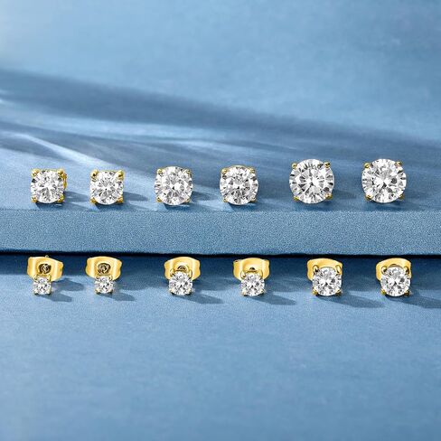 MDFUN Titanium Stud أقراط مجموعة Zirconia hypoallergenic cubic zirconia جولة الجراحية الفولاذ المقاوم للصدأ 4 مجوهر in Kuwait