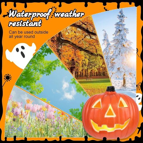 Halloween Light Up Pumpkin Jack O Lantern Pumpkins Decor Vintage Plastic Pumpkin Statue Halloween Table Decor Vintage Jackolentern Pumpkins Lights for Porch, Fireplace Mantle Home Party Decor in Saudi Arabia