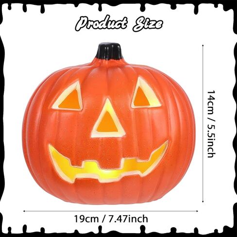 Halloween Light Up Pumpkin Jack O Lantern Pumpkins Decor Vintage Plastic Pumpkin Statue Halloween Table Decor Vintage Jackolentern Pumpkins Lights for Porch, Fireplace Mantle Home Party Decor in Saudi Arabia