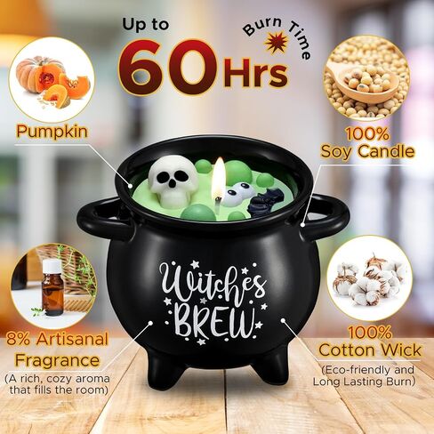Kederwa Halloween Witch Brew المعطرة شمعة بو سلة حشو للنساء، 13oz شموع الهالوين تصل إلى 60 ساعة حرق الوقت هدايا سلة بو للفتيات in Saudi Arabia
