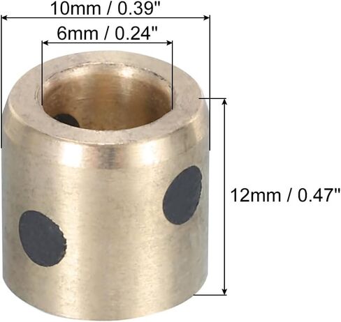 MECCANIXITY Sleeve Bearings 4mm/0.16" Bore,6mm/0.24" OD,12mm/0.47" Height,Wrapped Oilless Bushings Brass Graphite,JDB Oilless Graphite Lubricating Brass Bearing Bushing Sleeve Pack of 2 in Saudi Arabia