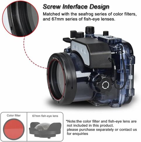 Sea frogs Waterproof Camera Housing Compatible with Olympus TG-6 | IPX8 60m/196ft Maximum Diving Depth Underwater Camera Case for Diving, Surfing, Rowing, Black in Kuwait