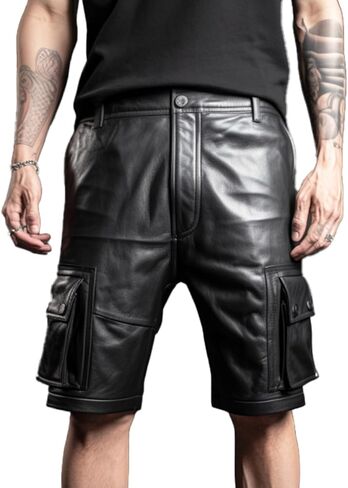 Genuine Lambskin Classic Leather Shorts for Guys - Leather Pants for Men - Leather Cargo Shorts for Men in Saudi Arabia