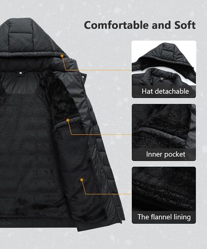 Women's Quilted Down Coat Waterproof Warm Thicken Flannel Lined with Detachable Hood Windproof Winter Puffer Jacket in Saudi Arabia