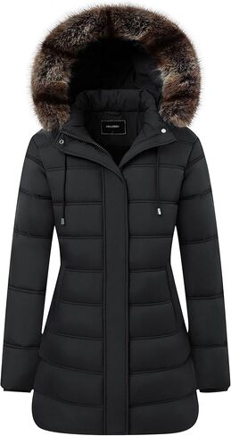 Women's Winter Coat Waterproof Long Puffer Jacket with Detachable Hood in Saudi Arabia