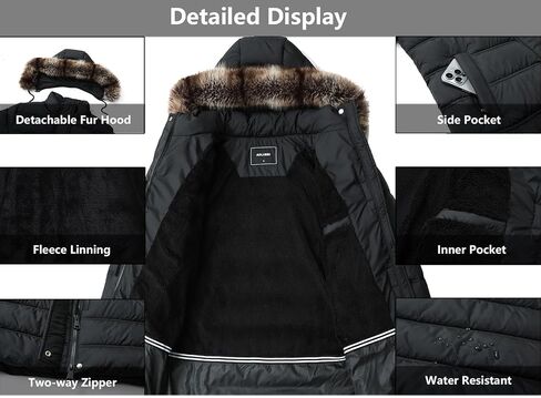 Women's Winter Coat Waterproof Long Puffer Jacket with Detachable Hood in Saudi Arabia