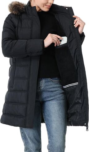 Women's Winter Coat Waterproof Long Puffer Jacket with Detachable Hood in Saudi Arabia