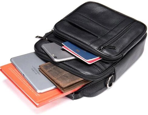 Genuine Leather Messenger Bag for Men Adjustable Shoulder Strap Lightweight Travel Work Laptop Tablet Bag in Saudi Arabia
